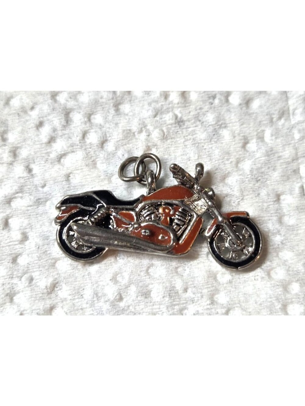 Motorcycle Pendant/Charm,  Silver & Red Metal Unisex